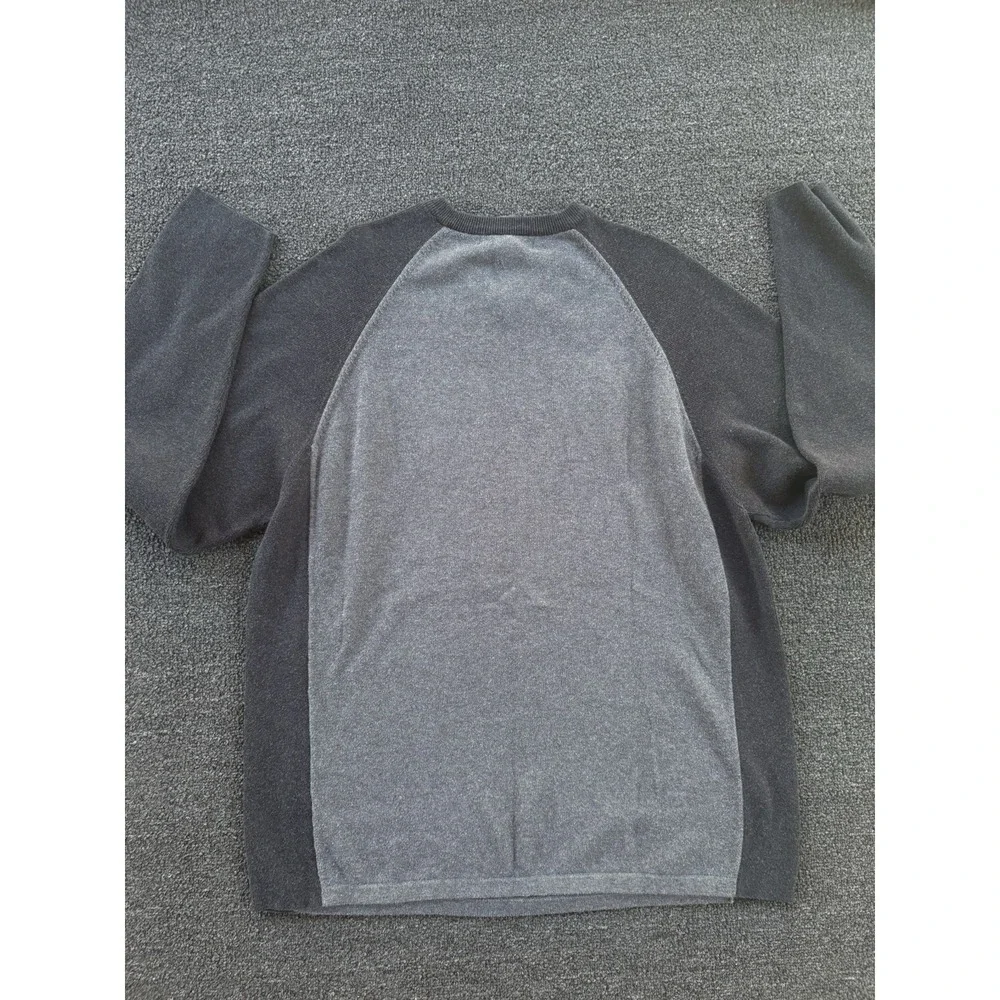 Banana Republic Mens V-Neck‎ Sweater XL Gray Black Two-Tone Cotton Hong Kong